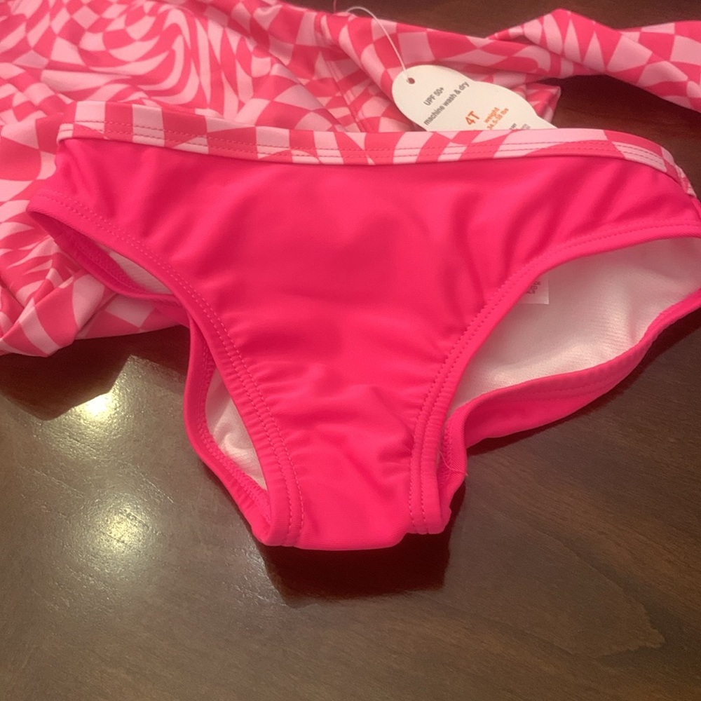 Wonder Nation 2 Piece Rash Guard Swimsuit Bikini Set Girls Size 4T. Pink. New! - Picture 3 of 4